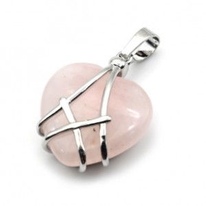 Кулон в форме сердца 20*25мм с розовым кварцем