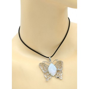 Кулон Бабочка 45*40мм с лунным камнем в металле (иск.)