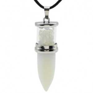 Кулон из лунного камня (имитация) " Пуля " с крошкой 17*50мм (иск.)