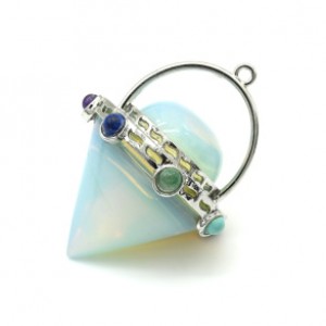 Кулон-маятник для гадания 33*47мм с лунным камнем (иск.)