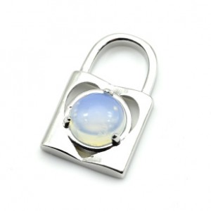 Кулон Замок 16*26мм с лунным камнем в металле (иск.)