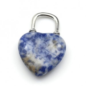 Кулон на шею женская Замок - Сердце 20*31мм с лазуритом