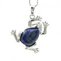 Кулон Лягушка 30*30мм с лазуритом