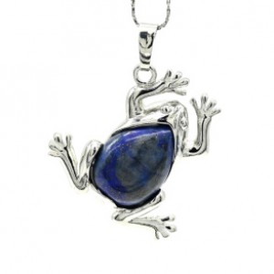 Кулон Лягушка 30*30мм с лазуритом