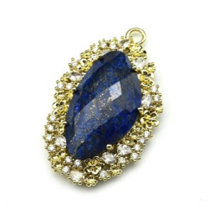 Кулон "Грация" с лазуритом 30*45мм, золотистый