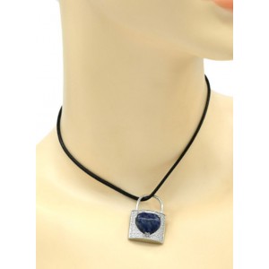 Кулон в виде Замка с сердцем 22*31мм с лазуритом в металле