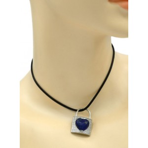 Кулон в виде Замка с сердцем 22*31мм с лазуритом афганским в металле