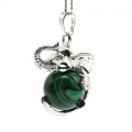 Кулон Слон на шаре 19*33мм с малахитом искусственным (иск.)