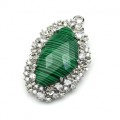 Кулон "Грация" с малахитом искусственным 30*45мм, серебристый (иск.)