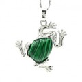 Кулон Лягушка 30*30мм с малахитом искусственным (иск.)