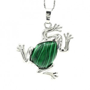 Кулон Лягушка 30*30мм с малахитом искусственным (иск.)