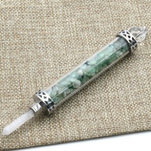 Кулон-маятник -кристалл для гадания 17*133мм с крошкой из нефрита прессованного