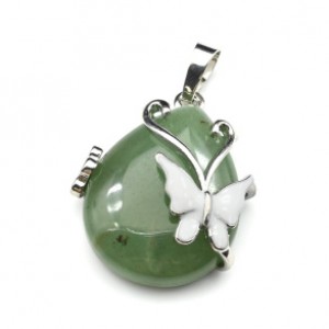 Кулон Капля 24*26мм с нефритом прессованным