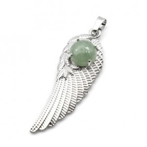 Кулон Крыло Ангела 16*47мм с нефритом прессованным Кулон Крыло Ангела 16*47мм с нефритом прессованным
