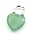 Кулон на шею женская Замок - Сердце 20*31мм с нефритом прессованным