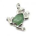 Кулон Лягушка 30*30мм с нефритом прессованным
