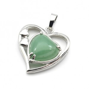Кулон в виде сердца 27*29мм с нефритом прессованным