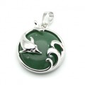 Кулон Дельфин 24*26мм с нефритом прессованным