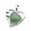 Кулон Сердце 27*27мм с кварцем (цвет нефрит)