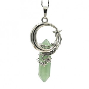 Кулон кристалл Месяц 23*40мм с нефритом прессованным