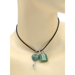 Кулон Ключ - Замок для влюбленных 17*36мм, 20*26мм с нефритом прессованным