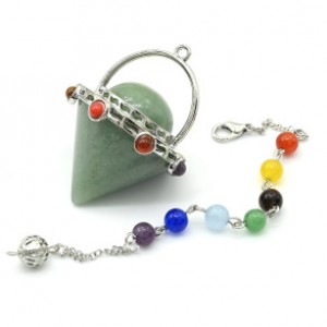 Кулон-маятник с чакрами 33*50мм с нефритом прессованным