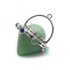 Кулон-маятник для гадания 33*47мм с нефритом прессованным