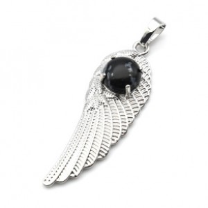 Кулон Крыло Ангела 16*47мм с обсидианом снежным Кулон Крыло Ангела 16*47мм с обсидианом снежным