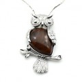 Кулон в металле с обсидианом "Сова" 25*35мм