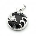 Кулон Дельфин 24*26мм с обсидианом снежным