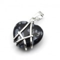 Кулон в форме сердца 20*25мм с обсидианом снежным