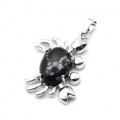 Кулон с обсидианом снежным "Краб" 22*34мм в металле