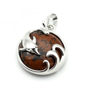 Кулон Дельфин 24*26мм с обсидианом