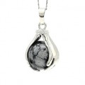 Кулон Шар в ладонях 18*23мм с обсидианом снежным