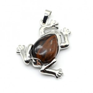 Кулон Лягушка 30*30мм с обсидианом