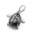 Кулон Капля с крыльями 25*23мм с обсидианом снежным