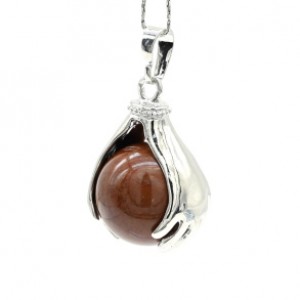 Кулон Шар в ладонях 18*23мм с обсидианом