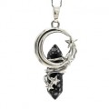 Кулон кристалл Месяц 23*40мм с обсидианом снежным