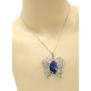 Кулон Бабочка 45*40мм с содалитом в металле