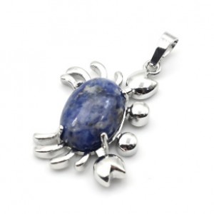 Кулон с содалитом "Краб" 22*34мм в металле
