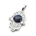 Кулон Рука Фатимы 22*30мм с содалитом в оправе из ювелирного сплава