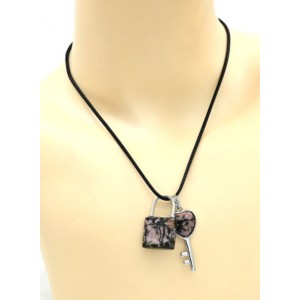 Парная Кулон Ключ - Замок 17*38мм, 20*32мм с родонитом