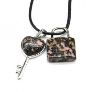 Кулон Ключ - Замок для влюбленных 17*36мм, 20*26мм с родонитом