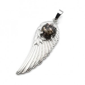 Кулон Крыло Ангела 16*47мм с родонитом