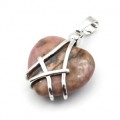 Кулон в форме сердца 20*25мм с родонитом