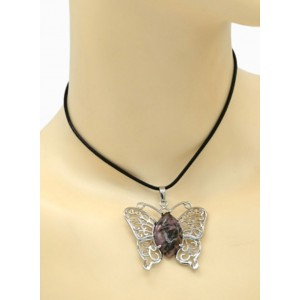 Кулон Бабочка 45*40мм с родонитом в металле