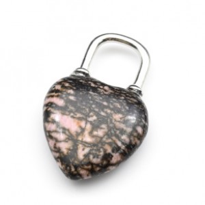 Кулон на шею женская Замок - Сердце 20*31мм с родонитом