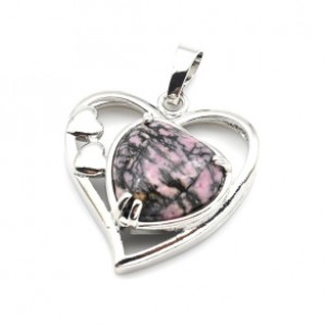 Кулон в виде сердца 27*29мм с родонитом