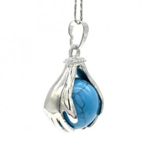 Кулон Шар в ладонях 18*23мм с родонитом