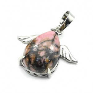 Кулон Капля с крыльями 25*23мм с родонитом Кулон Капля с крыльями 25*23мм с родонитом
